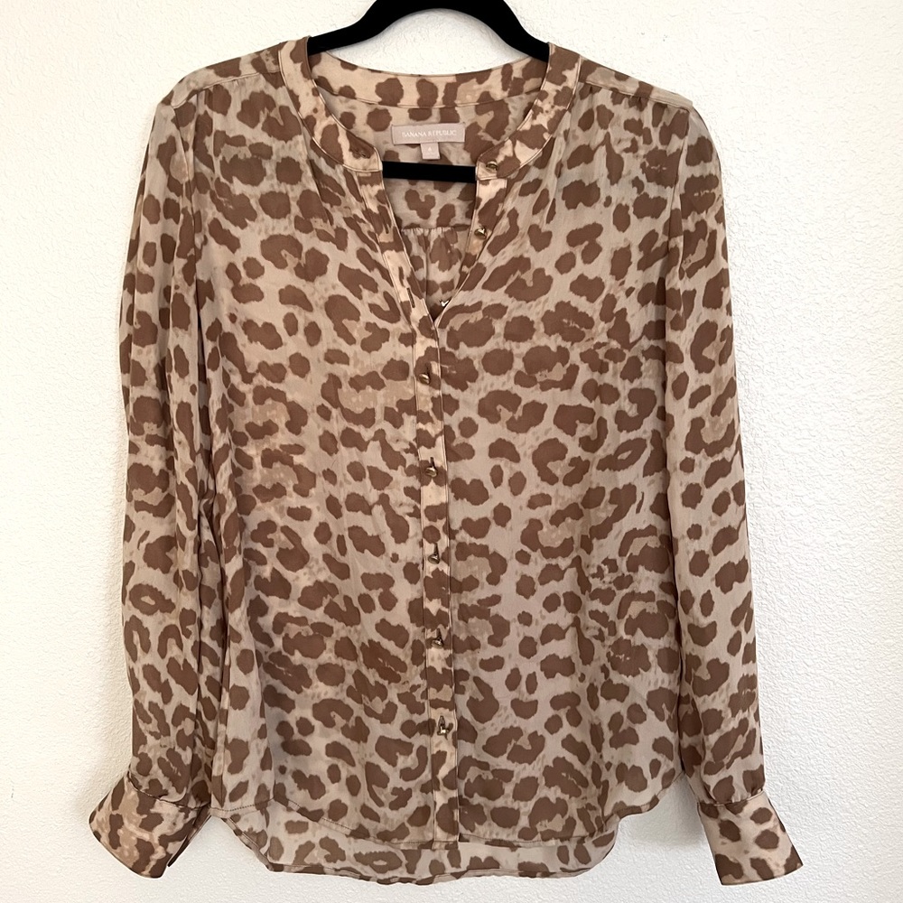 Banana Republic Leopard Button Up Blouse